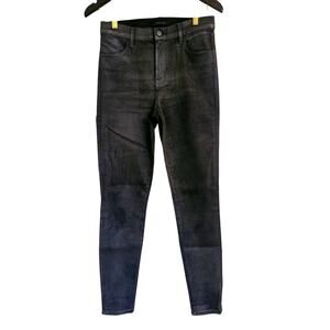 J Brand Maria High Waisted Skinny Black Shiny Jeans in Color Silver Lament SZ 29